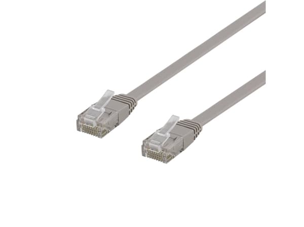 DELTACO - Patch-kabel - RJ-45 (hane) till RJ-45 (hane) - 3 m - UTP - CAT 6 - platt - grå