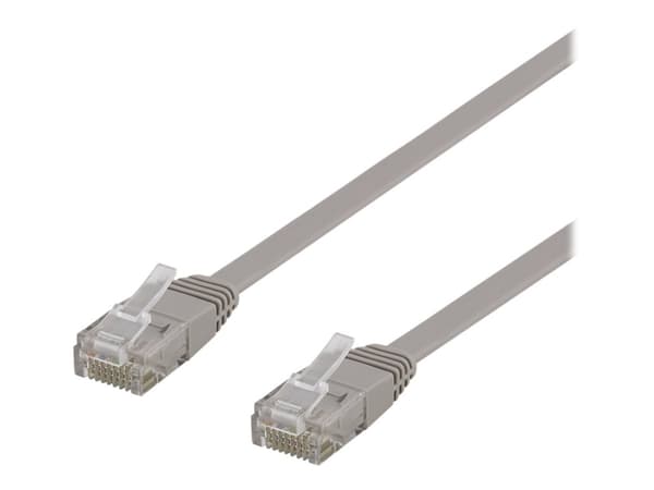 DELTACO - Patch-kabel - RJ-45 (hane) till RJ-45 (hane) - 3 m - UTP - CAT 6 - platt - grå