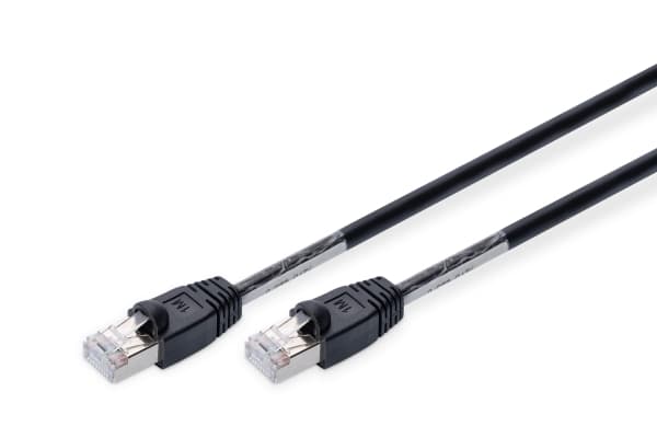 DIGITUS Professional - Koblingskabel - RJ-45 (hann) til RJ-45 (hann) - 1 m - SFTP - CAT 6 - med støvel, utendørs, uten hindringer - svart