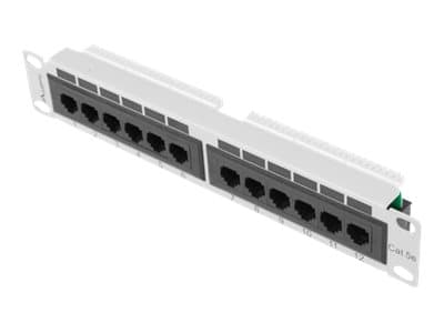 Lanberg PPU5-9012-S - Koblingspanel - rackmonterbar - CAT 5e - UTP - RJ-45 X 12 - RAL 7035, grå - 1U - 10" Grå
