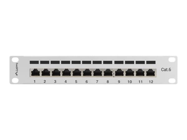 Lanberg PPF6-9012-S - Patch-panel - rackmontering - CAT 6 - STP - RJ-45 X 12 - grå, RAL 7035 - 1U - 10"