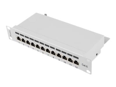 Lanberg PPF6-9012-S - Patch-panel - rackmontering - CAT 6 - STP - RJ-45 X 12 - grå, RAL 7035 - 1U - 10" Grå