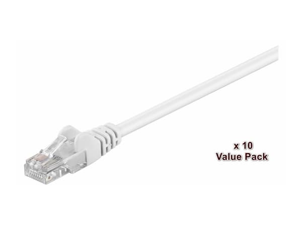 MicroConnect Value Pack - Verkkokaapeli - RJ-45 (uros) - RJ-45 (uros) - 3 m - 4,5 mm - UTP - CAT 5e - pyöreä, säikeinen - valkoinen (10 kpl pakkaus)
