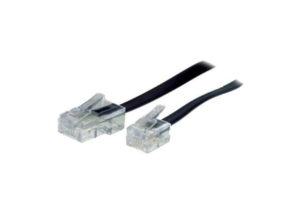 S-Conn 10m RJ11 - RJ45, 10 m, RJ11, RJ45, Svart, Transparent, Hankoppling, Hankoppling
