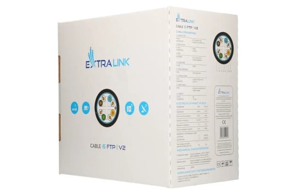 Extralink V2 - Samlet kabel - 305 m - 7.5 mm - FTP - CAT 6 - utendørs - svart