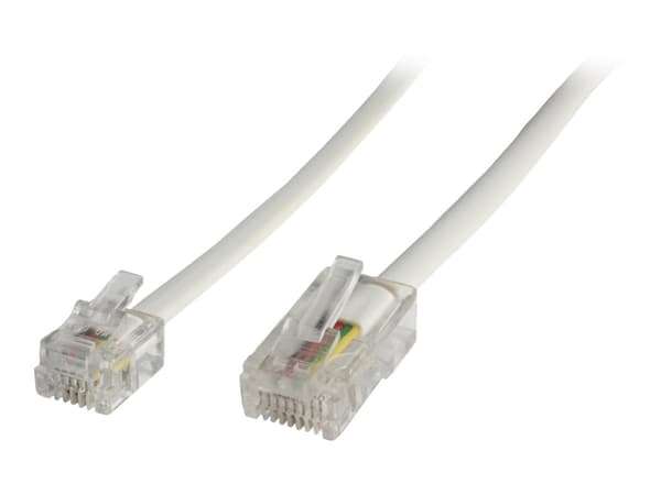 MicroConnect - Nätverkskabel - RJ-11 (hane) till RJ-45 (hane) - 6 m - rund - vit