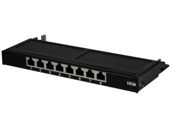 LogiLink NP0064B, 10 Gigabit Ethernet, RJ-45, Cat6a, Musta, Terästä, Telinekiinnitys