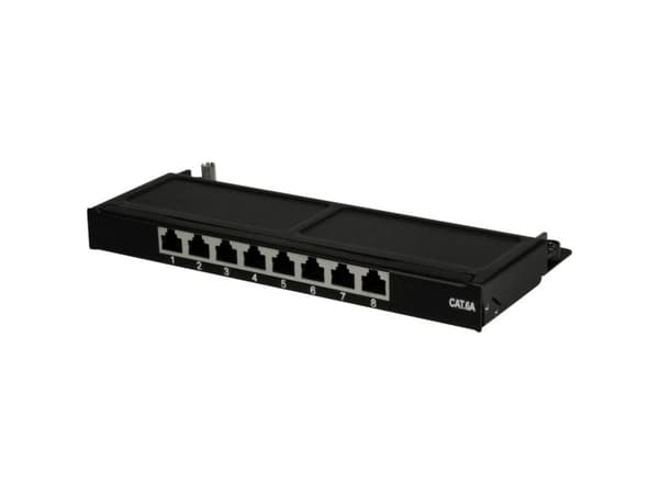 LogiLink NP0064B, 10 Gigabit Ethernet, RJ-45, Cat6a, Musta, Terästä, Telinekiinnitys