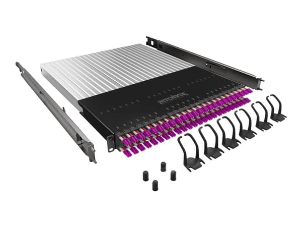 PATCHBOX PLUS+ SYSTEM OM4 - Fiberstyringssystem med tilbaketrekkbare stikksnorer - 1.7 m - LC x 24 - RAL 9005 - 1U - 19"