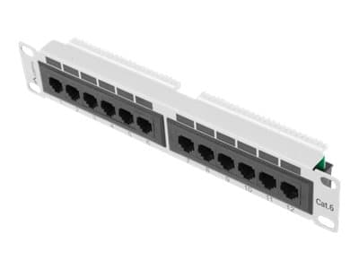 Lanberg PPU6-9012-S - Koblingspanel - rackmonterbar - CAT 6 - UTP - RJ-45 X 12 - RAL 7035, grå - 1U - 10" Grå