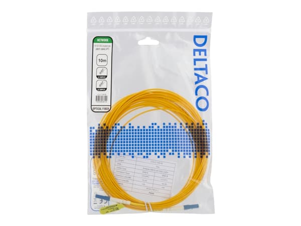 DELTACO - Verkkokaapeli - LC/UPC yksimuotokaapeli (uros) - LC/UPC yksimuotokaapeli (uros) - 10 m. - valokuitu - 9 / 125 mikronia - OS2