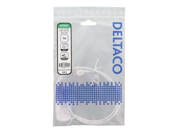 DELTACO - Koblingskabel - RJ-45 (hann) til RJ-45 (hann) - 1 m - UTP - CAT 6 - formstøpt, halogenfri, flertrådet, uten hindringer - hvit