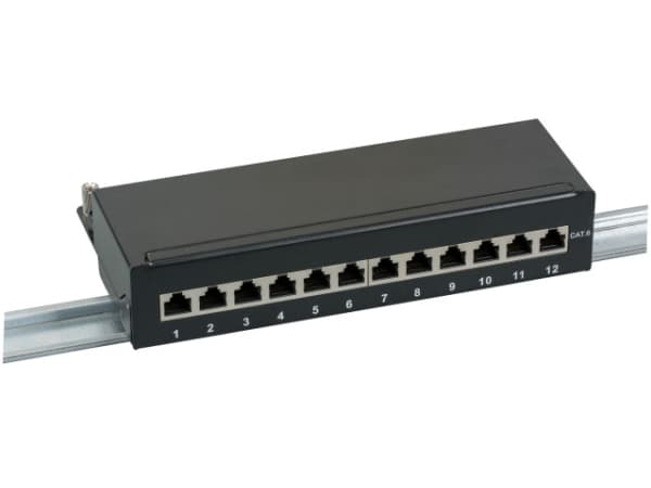 EFB Elektronik 37736SW.12, 5000 Mbit/s, RJ-45, Gull, Sort, Rackmontering, 1U