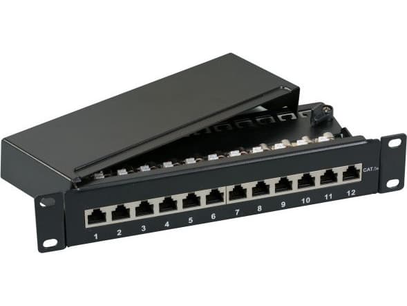EFB Elektronik 37736SW.12, 5000 Mbit/s, RJ-45, Gull, Sort, Rackmontering, 1U
