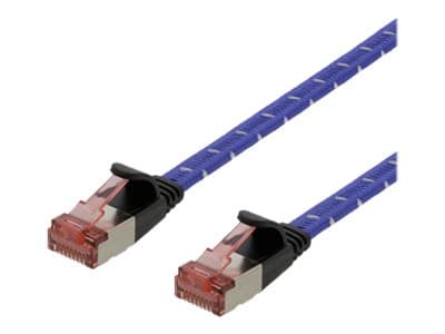 DELTACO - Koblingskabel - RJ-45 (hann) til RJ-45 (hann) - 1 m - U/FTP - CAT 6a - flertrådet, flat, uten hindringer - blå, hvit