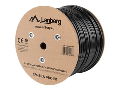 Lanberg - Irtokaapeli - 305 m - taitettu suojaamaton kierretty parikaapeli (F/UTP) - CAT 6 - ulkokäyttöön, kiinteä - musta