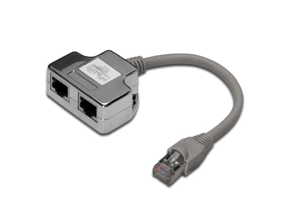 DIGITUS - Nätverksdelare - RJ-45 (hane) till RJ-45 (hona) - 19 cm - skärmad - CAT 5e