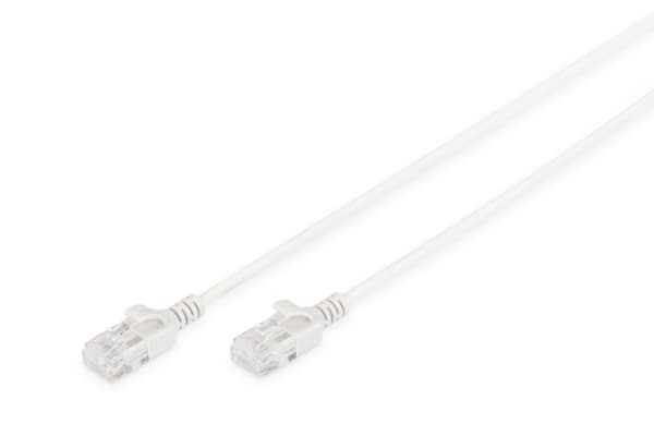 DIGITUS Slim - Patch-kabel - RJ-45 (hane) till RJ-45 (hane) - 3 m - UTP - CAT 6 - halogenfri, formpressad, hakfri - grå