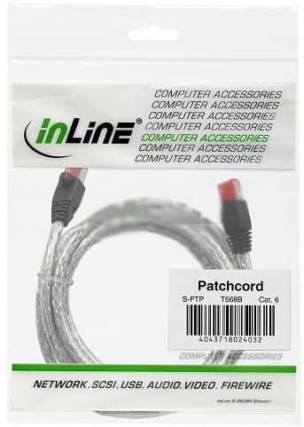 InLine 76403T, 3 m, Cat6, S/FTP (S-STP), RJ-45, RJ-45, Gjennomsiktig