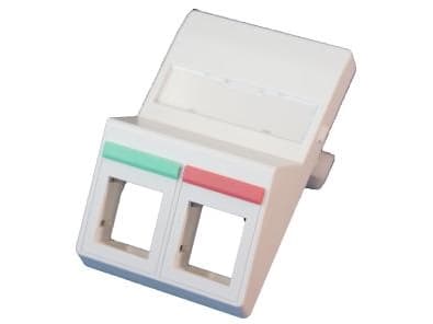 Dataudtag, skrå - 1½ modul type F, for 2 stk. Csslr plus keystone konnektor, farve: hvid