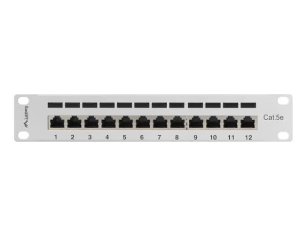 Lanberg PPF5-9012-S - Koblingspanel - rackmonterbar - CAT 5e - STP - RJ-45 X 12 - grå, RAL 7035 - 1U - 10"