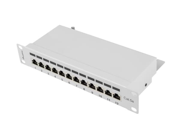 Lanberg PPF5-9012-S - Koblingspanel - rackmonterbar - CAT 5e - STP - RJ-45 X 12 - grå, RAL 7035 - 1U - 10"