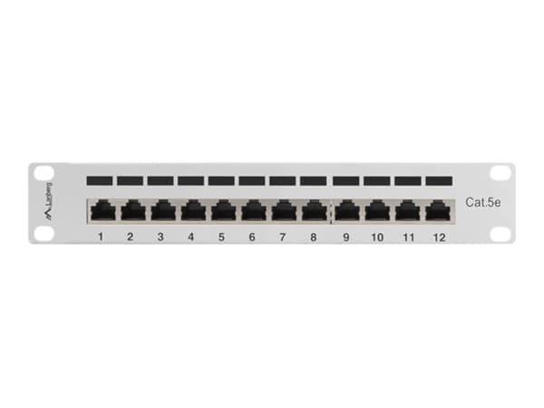 Lanberg PPF5-9012-S - Koblingspanel - rackmonterbar - CAT 5e - STP - RJ-45 X 12 - grå, RAL 7035 - 1U - 10"