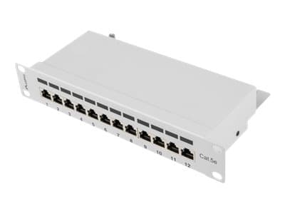 Lanberg PPF5-9012-S - Koblingspanel - rackmonterbar - CAT 5e - STP - RJ-45 X 12 - grå, RAL 7035 - 1U - 10" Grå