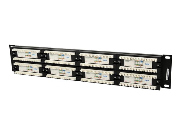 Gembird NPP-C648CM-001 - Patchpanel med kabelstyring - CAT 6 - svart - 2U - 19" - 48 porter
