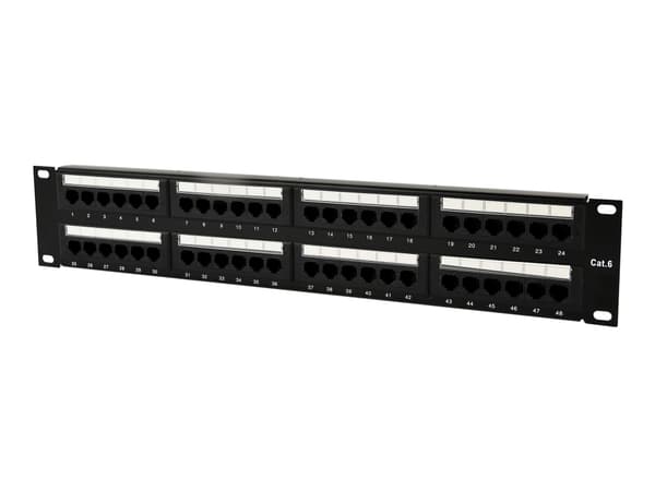 Gembird NPP-C648CM-001 - Patchpanel med kabelstyring - CAT 6 - svart - 2U - 19" - 48 porter Sort