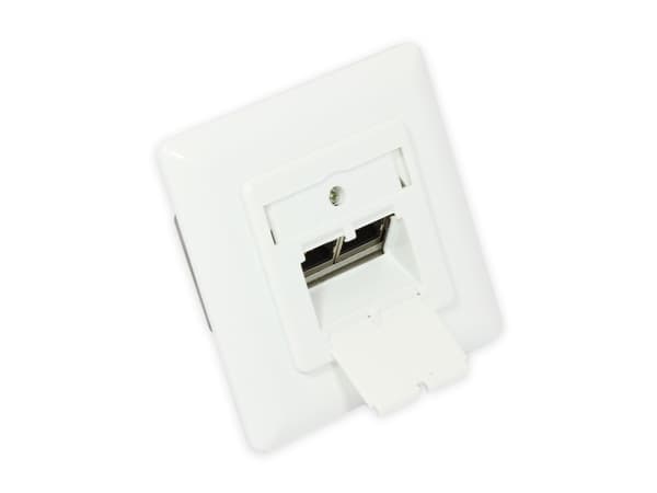 Verkkopistorasia Cat. 6, 2xRJ45, suojattu, uppoasennus, DESIGNF?HIG, pystysuora kaapeliläpivienti, signaalinvalkoinen RAL9003, Good Connections (GC-N Valkoinen