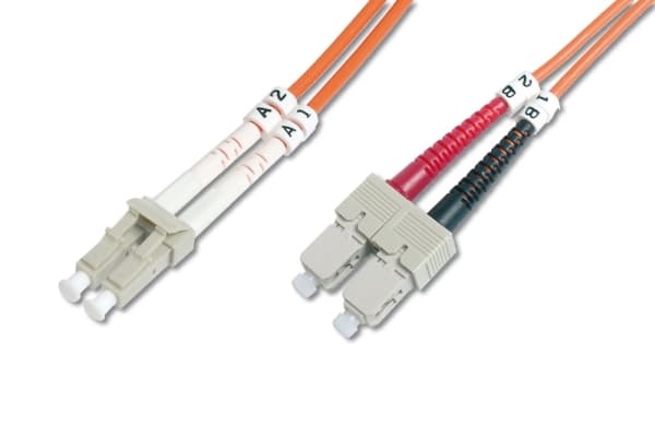 DIGITUS - Patchkabel - LC multimodus (han) til SC multimodus (han) - 3 m. - fiberoptik - 50 / 125 my - OM2 - halogenfri - oranssi