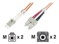 DIGITUS - Patchkabel - LC multimodus (han) til SC multimodus (han) - 3 m. - fiberoptik - 50 / 125 my - OM2 - halogenfri - oranssi