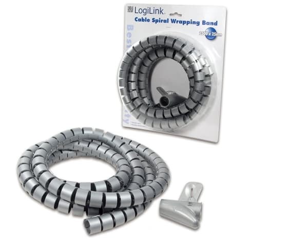 LogiLink Cable Spiral Wrapping Band - Kabelstyringsrør - 2.5 m - grå