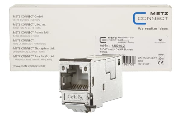 METZ CONNECT 130910-Z, RJ-45, Metallisk, Cat6a, 12 stykker