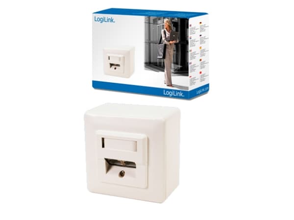 LogiLink - Ytmonterat uttag - väggmontering - CAT 6 - STP - RJ-45 X 2 - RAL 9003