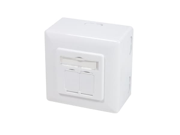 LogiLink - Ytmonterat uttag - väggmontering - CAT 6 - STP - RJ-45 X 2 - RAL 9003