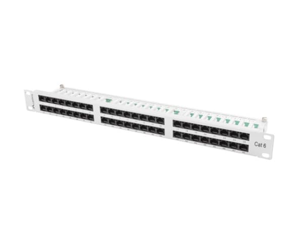 Lanberg PPU6-1048-S - Patch-panel - CAT 6 - UTP - RJ-45 X 48 - RAL 7035, grå - 1U - 19"