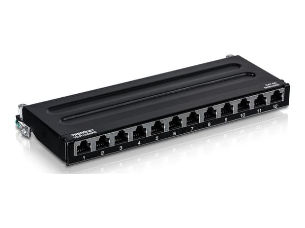 TRENDnet TC-P12C6AS - Patchpanel - veggmonterbar - CAT 6a - STP - RJ-45 X 12 - 0,5U Sort