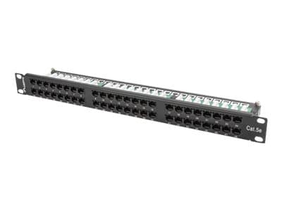 Lanberg PPU5-1048-B - Patch-panel - CAT 5e - UTP - RJ-45 X 48 - RAL 9004, svart - 1U - 19" Svart