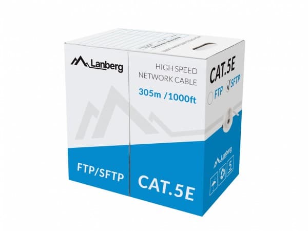 Lanberg - Bulkkikaapeli - 305 m - SFTP - CAT 5e - kiinteä - harmaa, RAL 7035