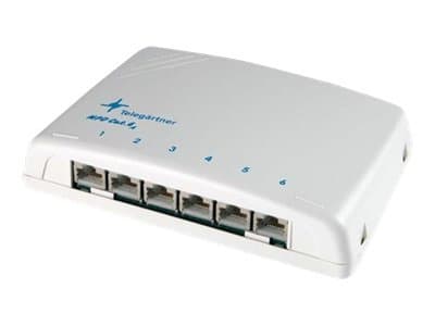 Telegärtner Mini Distributor MPD6-HS K Cat.6A - Overflatemontert fordelingsboks - CAT 6a - RJ-45 X 6 - lysegrå, RAL 7035