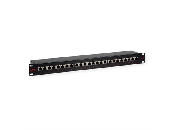 ROLINE Cat.5e 19" Patch Panel, 24 Ports, STP black, Sort, Stål
