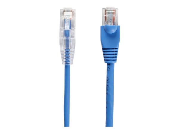 Black Box Slim-Net - Koblingskabel - RJ-45 (hann) til RJ-45 (hann) - 30.5 cm - UTP - CAT 6a - med støvel, formstøpt, flertrådet - blå