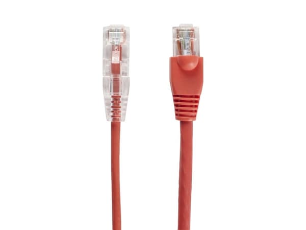 Black Box Slim-Net - Koblingskabel - RJ-45 (hann) til RJ-45 (hann) - 4.57 m - UTP - CAT 6 - med støvel, formstøpt, flertrådet - rød
