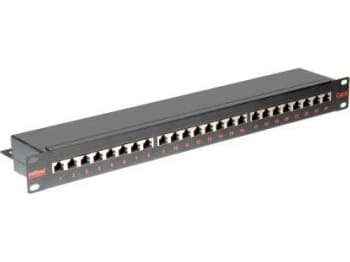 ROLINE Cat.6/Class E 19" Patch Panel, 24 Ports, STP black, Musta, Metalli
