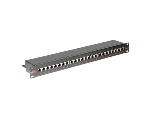 ROLINE Cat.6/Class E 19" Patch Panel, 24 Ports, STP black, Musta, Metalli