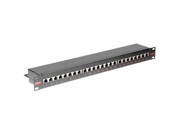 ROLINE Cat.6/Class E 19" Patch Panel, 24 Ports, STP black, Musta, Metalli