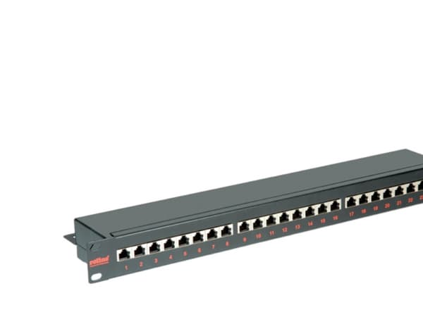 ROLINE Cat.6/Class E 19" Patch Panel, 24 Ports, STP black, Musta, Metalli musta