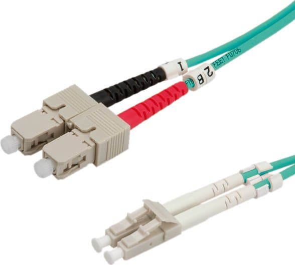 ROLINE Fibre Optic Jumper Cable, 50/125µm, LC/SC, OM3, turquoise 0.5m, LC, SC